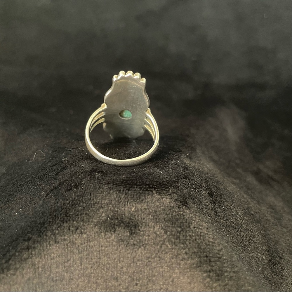 Turquoise And 925 Silver Statement Ring Size 7.5 - image 4